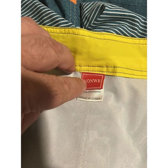 Nonwe Board Shorts Swim Trunks Lined Striped Cargo Men Size 36 - Picture 6 of 9